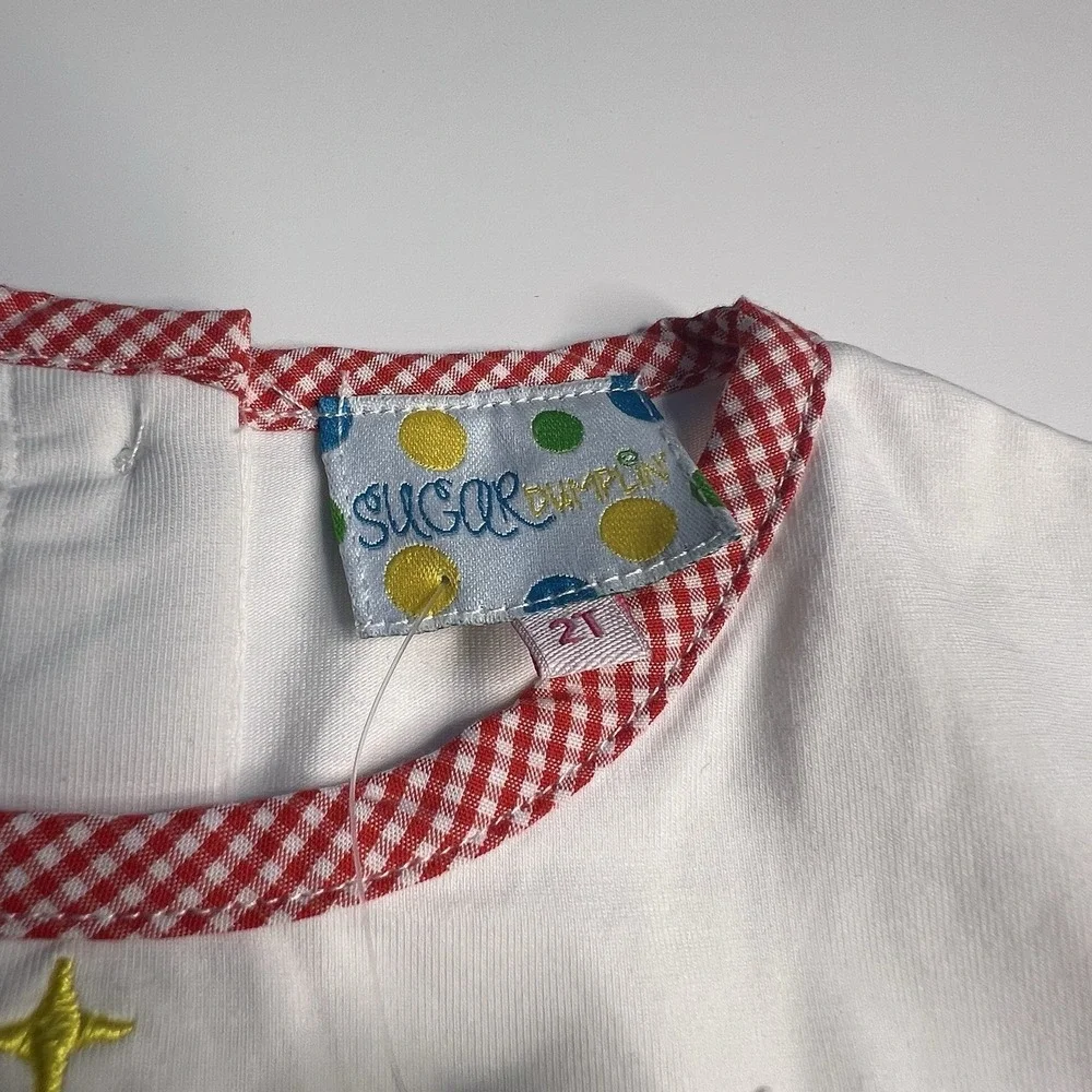 Sugar Dumplin‎ Girl 2T Christmas Cottage Gingham Romper Holiday Photos Red White